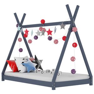 vidaXL Lasten s&auml;ngynrunko harmaa t&auml;ysi m&auml;nty 70x140 cm