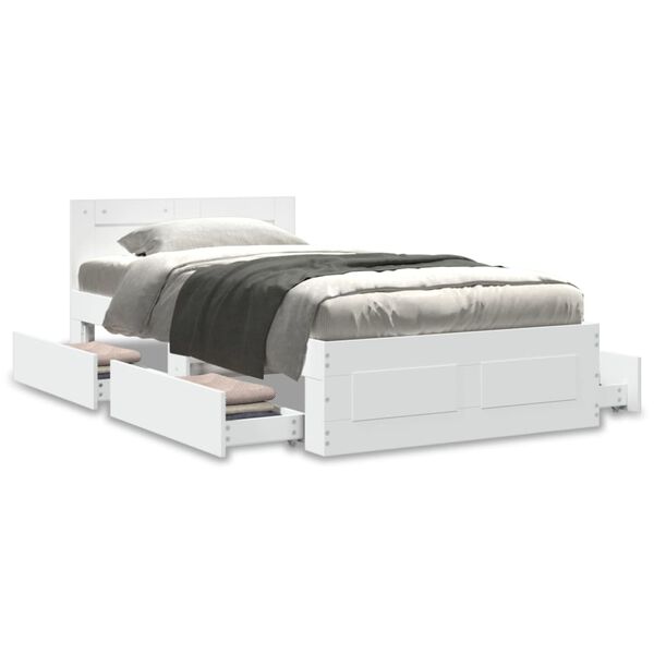 vidaXL S&auml;ngynrunko p&auml;&auml;dyll&auml; valkoinen 90x190 cm tekninen puu