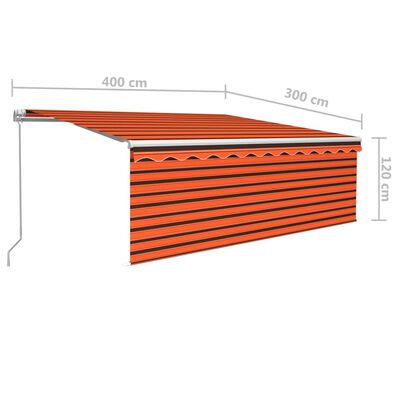 vidaXL Manuaalisesti kelattava markiisi verhoilla 4x3 m oranssiruskea