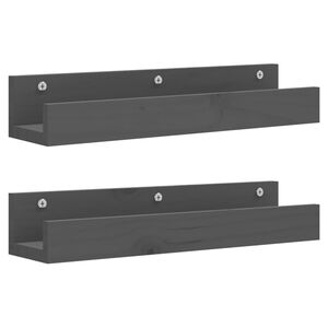 vidaXL Sein&auml;hyllyt 2 kpl harmaa 50x12x9 cm t&auml;ysi m&auml;nty