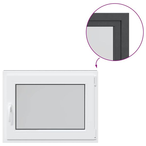 vidaXL Kellari-ikkuna "RISOR" 80x70 cm kallistus-/k&auml;&auml;ntymisovi DIN oikealle antrasiitti