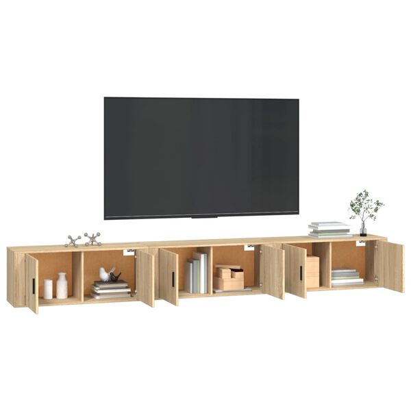 vidaXL Sein&auml;kiinnitett&auml;v&auml;t TV-kaapit 3 kpl Sonoma-tammi 100x34,5x40 cm