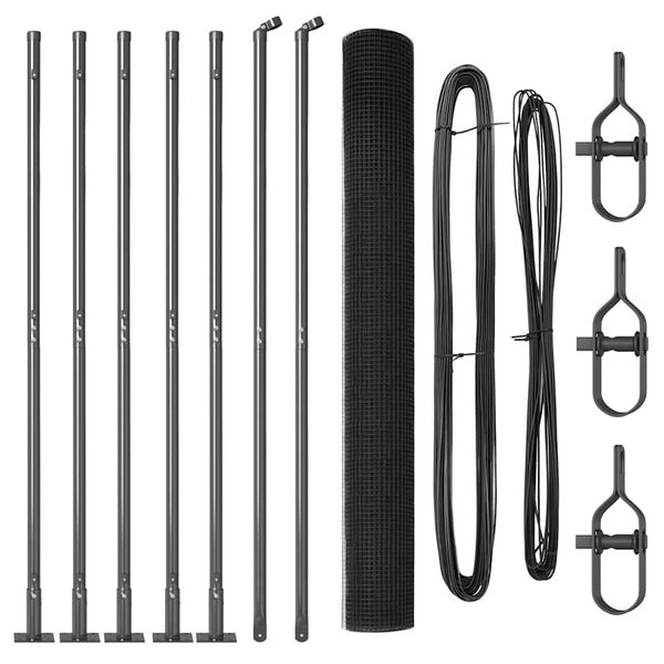 vidaXL Aitalatu Harmaa 10 x 1,5 m (16 x 16 mm verkko) Ter&auml;s ja PVC