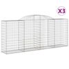vidaXL Kaarevat kivikorit 3 kpl 300x50x120/140 cm galvanoitu rauta