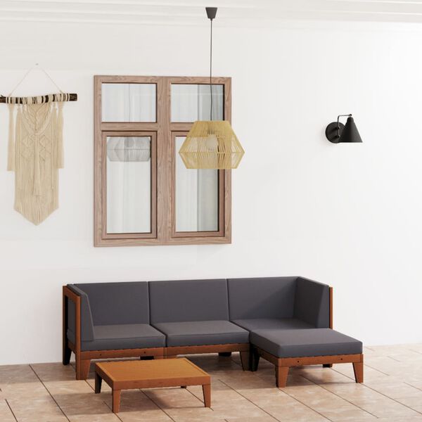 vidaXL 5-osainen Puutarhasohvasarja tyynyill&auml; t&auml;ysi akasiapuu