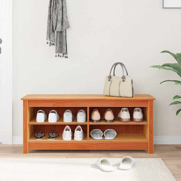 vidaXL S&auml;ilytyspenkki Vaha ruskea 110 x 38 x 45,5 cm Massiivinen m&auml;nty