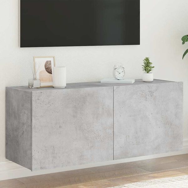 vidaXL TV-sein&auml;kaappi LED-valoilla betoninharmaa 100x35x41 cm