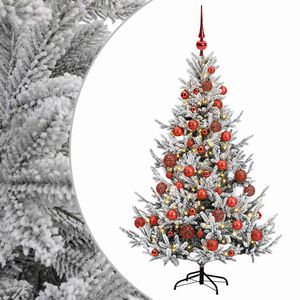 vidaXL Tekokuusi joulupalloilla 120 cm 150 LEDi&auml; L&auml;mpim&auml;n Valkoinen