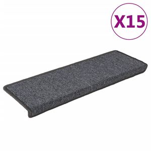 vidaXL Porrasmatot 15 kpl 65x21x4 cm tummanharmaa suorakaiteen muotoinen reuna