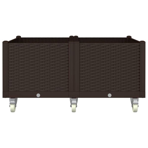 vidaXL Ulkokukkalaatikko pyörillä ruskea 100x80x54 cm PP