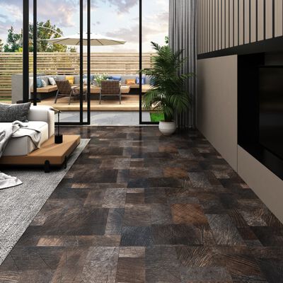 vidaXL PVC-lattialankku itseliimautuva 5,11 m² puukuvio ruskea
