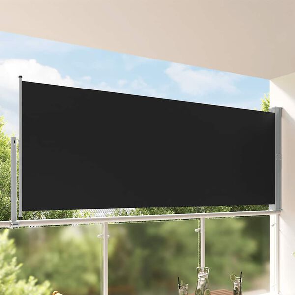 vidaXL Sis&auml;&auml;nvedett&auml;v&auml; terassin sivumarkiisi 140 x 300 cm musta