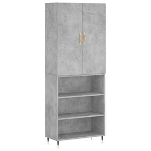 vidaXL Kaappi betoninharmaa 69,5x34x180 cm tekninen puu