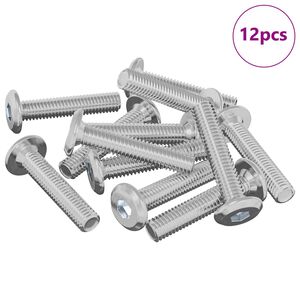 vidaXL Lukitusruuvi Yksiv&auml;rinen 12 pcs Hopea M6 x 30 mm Ter&auml;s