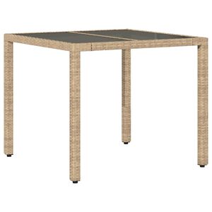 vidaXL Puutarhap&ouml;yt&auml; lasilevyll&auml; beige 90x90x75 cm polyrottinki