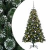 vidaXL Muovinen joulukuusi koristeilla 120 cm 150 LEDi&auml;