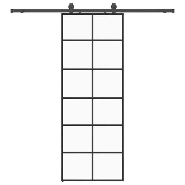 vidaXL Liukuovi asennustarvikkeilla musta 76x205 cm ESG lasi