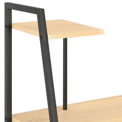 vidaXL Työpöytä hyllyillä musta ja tammi 102x50x117 cm