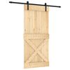 vidaXL Liukuovi Luonnollinen ja musta 95 x 210 cm Massiivinen m&auml;nty