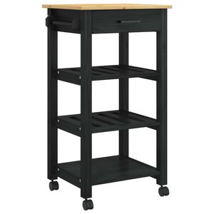 vidaXL Keitti&ouml;vaunu MONZA Musta 48 x 40 x 88,5 cm Massiivinen m&auml;nty