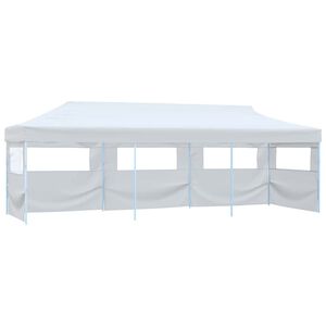 vidaXL Kokoontaitettava pop-up juhlateltta 5 sivusein&auml;&auml; 3x9m valkoinen