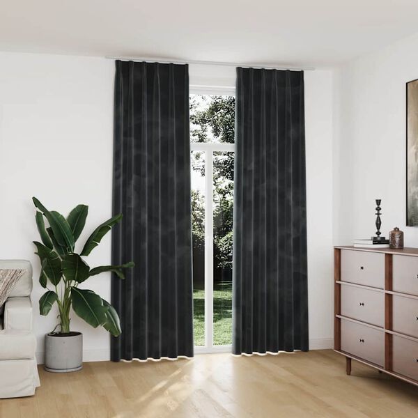 vidaXL Pimennysverhot koukuilla 2 kpl sametti antrasiitti 140x245 cm