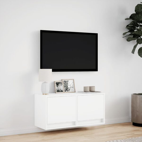 vidaXL TV-sein&auml;kaappi LED-valoilla valkoinen 80x31x35 cm