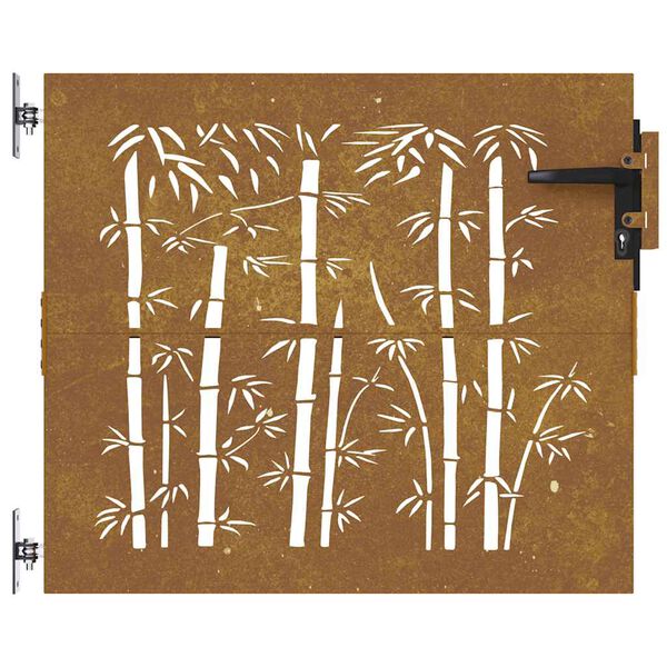 vidaXL Puutarhaportti 85x75 cm Corten-teräs Bambukuvio