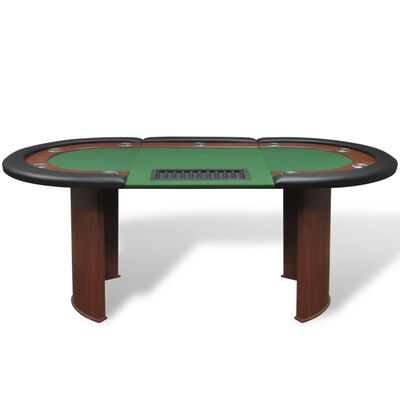 vidaXL Pokeripöytä 10 pelaajalle Jakoalue ja pelimerkkitarjotin Vihreä