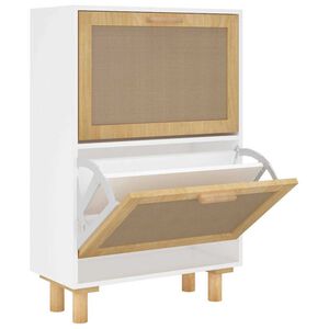 vidaXL Kenk&auml;kaappi valkoinen 52x25x80 cm tekninen puu/luonnonrottinki