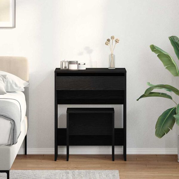 vidaXL Meikkip&ouml;yt&auml; Musta tammi 60 x 40 x 75 cm Tekninen puu