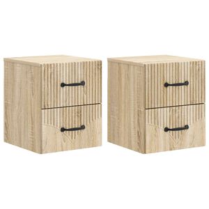 vidaXL Sein&auml;lle Kiinnitett&auml;v&auml; Y&ouml;p&ouml;yt&auml; 2 pcs Sonoma-tammi Tekninen puu