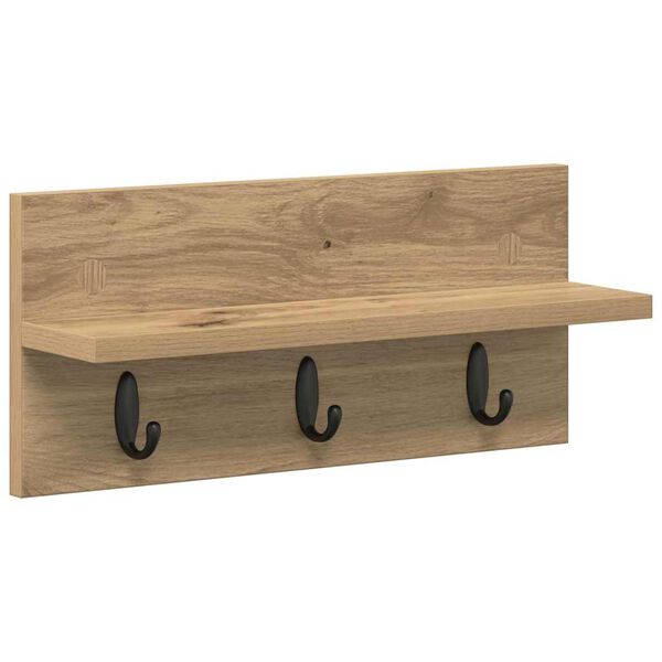 vidaXL Sein&auml;lle asennettava takkihylly Artisan tammi 40 x 10,5 x 18 cm