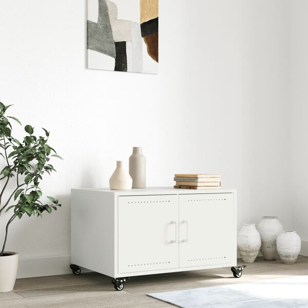 vidaXL Sohvapöytä valkoinen 68x50x43,5 cm teräs