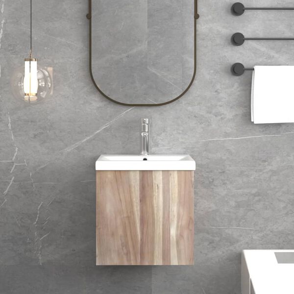 vidaXL Sein&auml;kiinnitett&auml;v&auml; kylpyhuoneen kaappi 41x38x40 cm t&auml;ysi tiikki