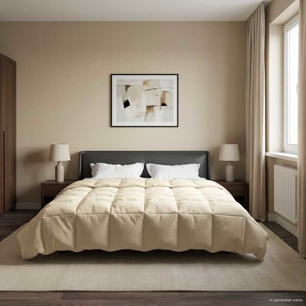 vidaXL Kes&auml;peitto Quiltottu Kerma 220 x 240 cm Mikrokuitu