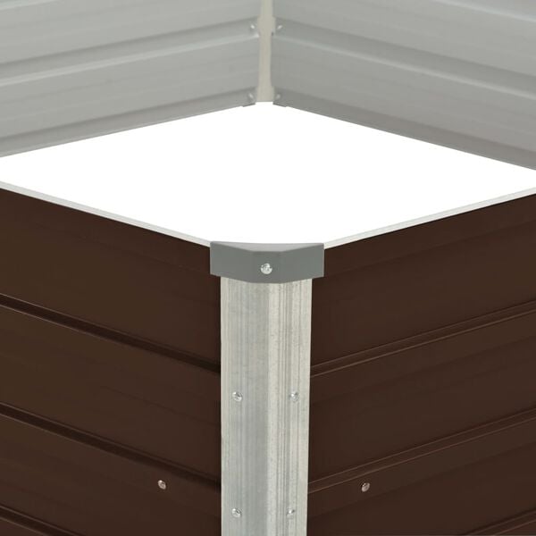 vidaXL Korotettu puutarhalaatikko 129x129x45cm galvanoitu ter&auml;s ruskea