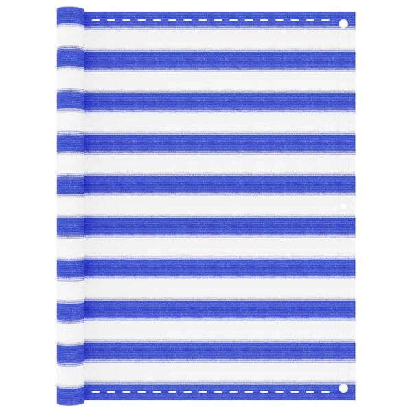vidaXL Parvekkeen suoja sininen ja valkoinen 120x600 cm HDPE
