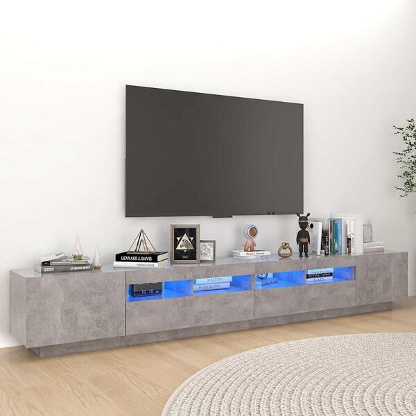 vidaXL TV-taso LED-valoilla betoninharmaa 260x35x40 cm