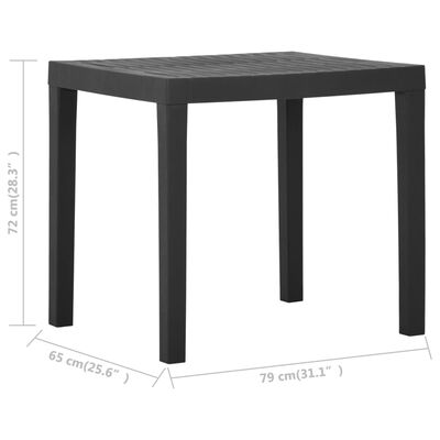 vidaXL Puutarhapöytä harmaa 79x65x72 cm muovi