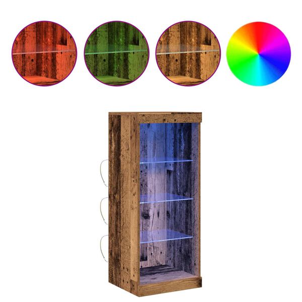 vidaXL LED-p&ouml;yt&auml;taso Vanha puu 41 x 37 x 100 cm Tekninen puu