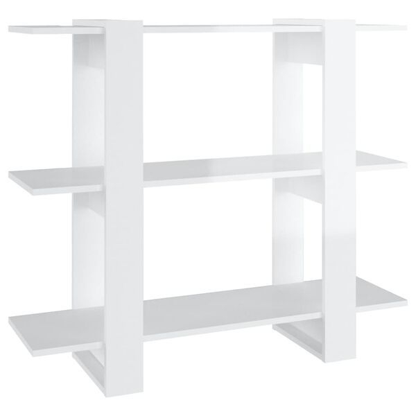 vidaXL Kirjahylly/tilanjakaja korkeakiilto valkoinen 100x30x87 cm