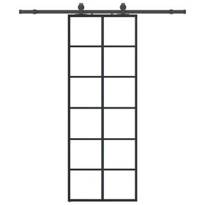 vidaXL Liukuovi asennustarvikkeilla musta 76x205 cm ESG lasi