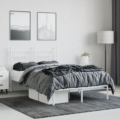 vidaXL Metallinen sängynrunko päädyllä valkoinen 120x190 cm