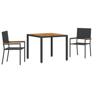 vidaXL Piharuokailu setti 3 pcs Musta polyrottinki