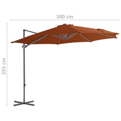 vidaXL Riippuva aurinkovarjo teräspylväällä terrakotta 300 cm