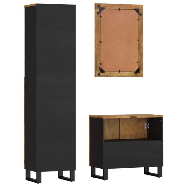 vidaXL 3-osainen Kylpyhuoneen kalustesarja täysi mangopuu