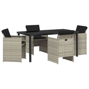 vidaXL Piharuokailu setti 5 pcs Vaaleanharmaa polyrottinki