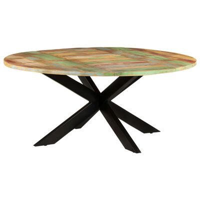 vidaXL Ruokapöytä pyöreä 175x75 cm kierrätetty täyspuu