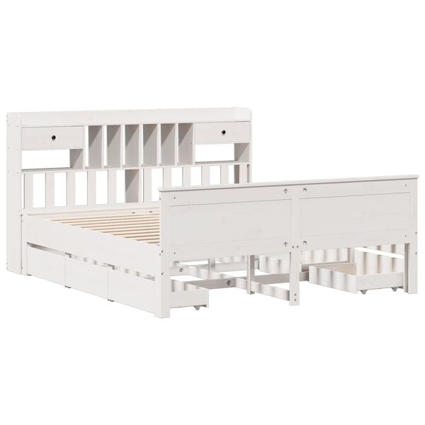 vidaXL S&auml;nky kirjahyllyll&auml; ei patjaa valkoinen 180x200 cm t&auml;ysi m&auml;nty